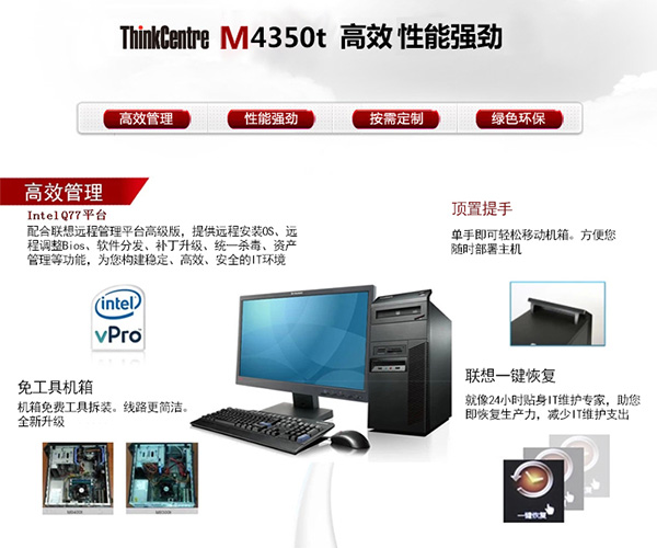 聯想M4350t商用辦公臺式電腦