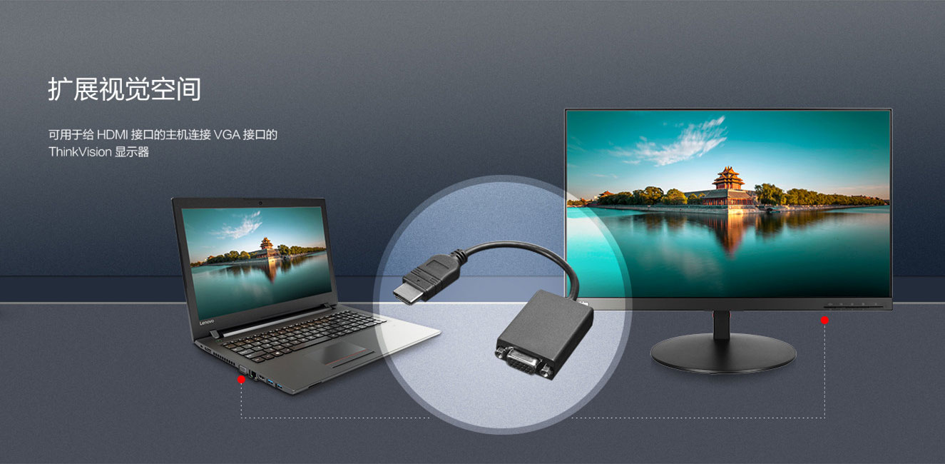 Lenovo HDMI轉VGA轉接線 (0B47069)