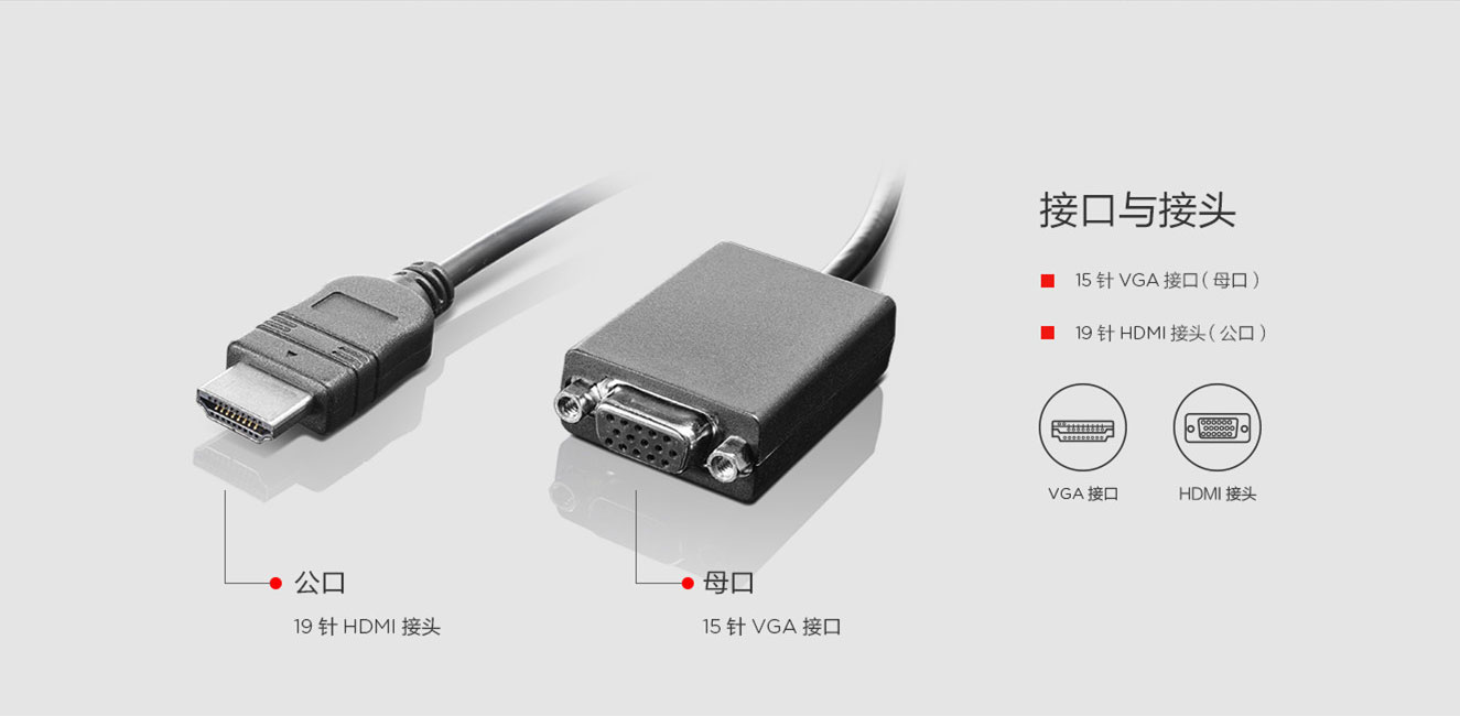 Lenovo HDMI轉VGA轉接線 (0B47069)